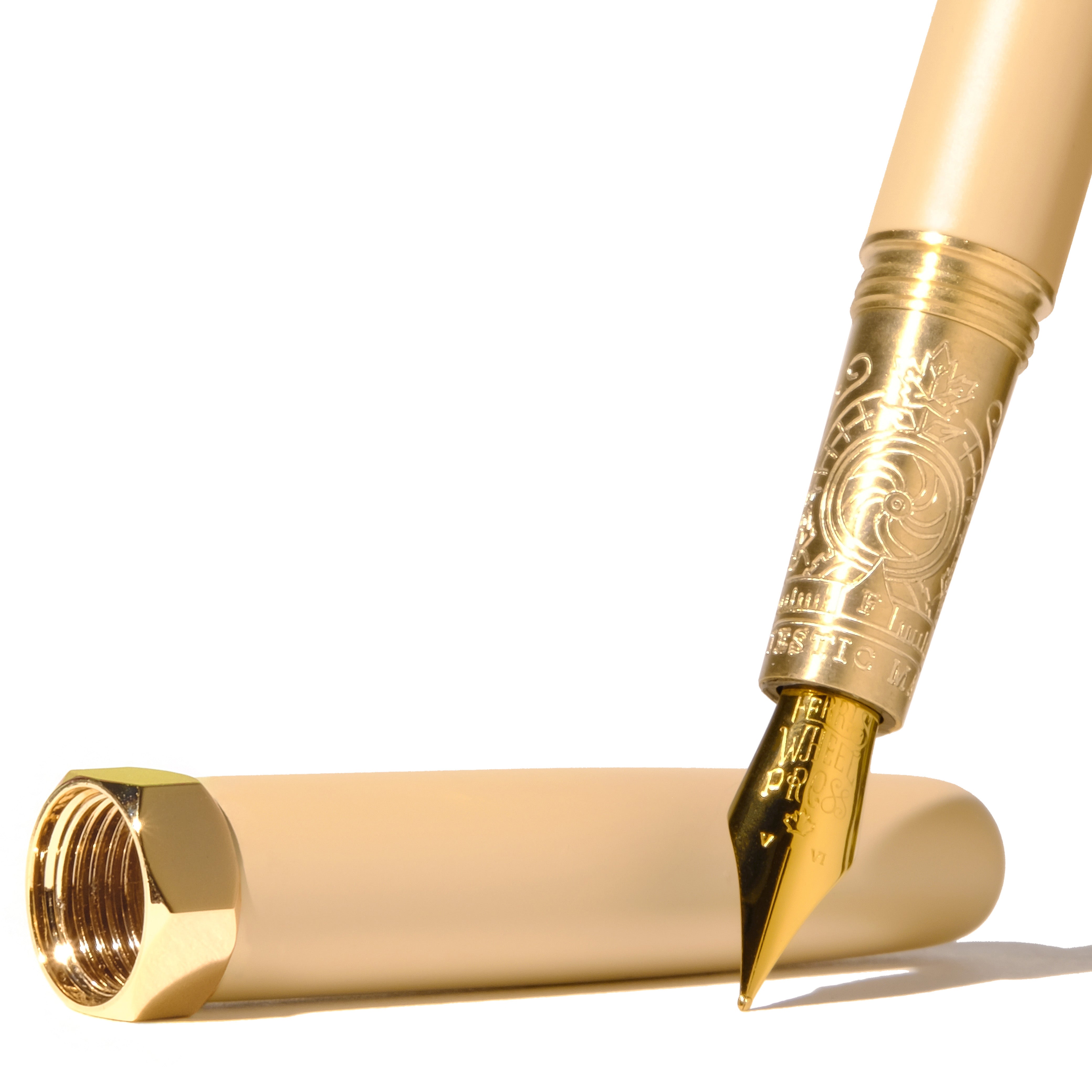 Majestic Maple Satin Series Brush Fountain Pen - Gold Plated Nib